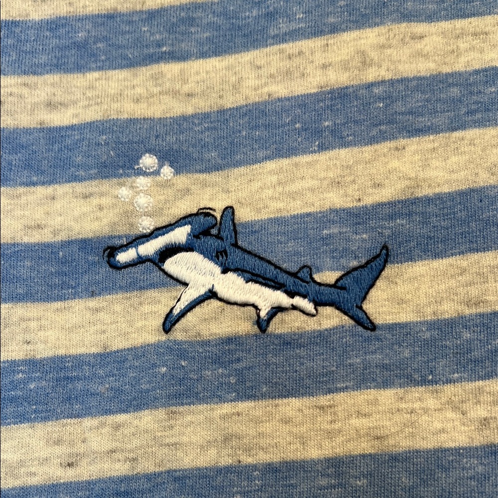 Cat & Jack Blue and White Striped Shirt with Hammerhead  Shark size 12/14